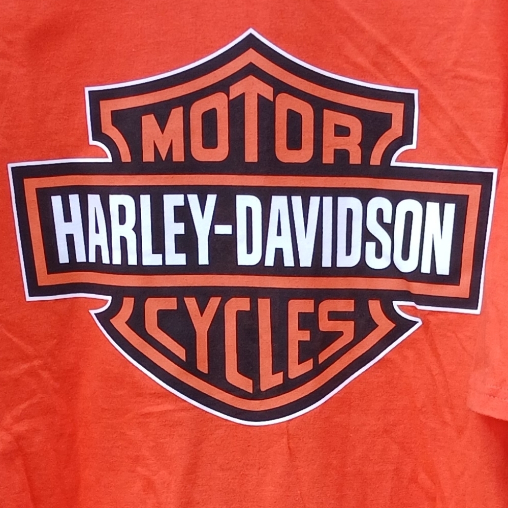 Harley Davidson Mens 2XL Orange Short Sleeve Graphic T-shirt
